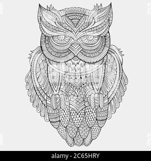 Gufo ornamentale decorativo Illustrazione Vettoriale