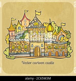 Cartoon fiaba castello. Illustrazione vettoriale Illustrazione Vettoriale
