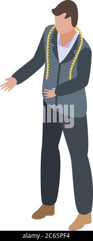 Icona uomo di produzione tessile, stile isometrico Illustrazione Vettoriale