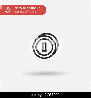 Monete semplice vettore icona. Modello di disegno simbolo illustrazione per elemento UI mobile Web. Pittogramma moderno a colori perfetto su tratto modificabile. Icone di monete per il vostro progetto di affari Illustrazione Vettoriale