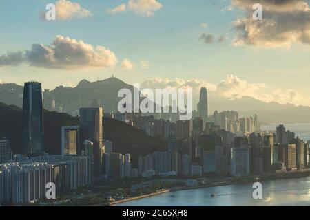 Skyline di Hong Kong, dell'Isola di Hong Kong Foto Stock