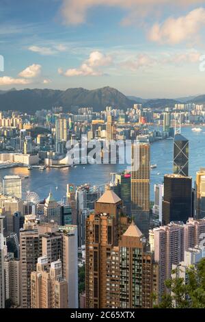 Skyline dell'Isola di Hong Kong e Kowloon, Hong Kong Foto Stock