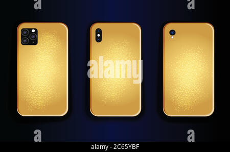 Design con stampa a gradiente in oro e glitter per custodia per smartphone. Elegante collezione di stampe Illustrazione Vettoriale