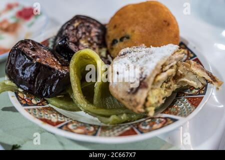 Antipasti in un ristorante in Marocco Foto Stock