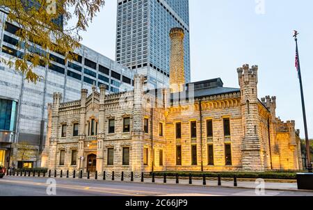 Stazione di pompaggio di Chicago Avenue a Chicago, Stati Uniti Foto Stock