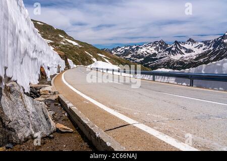 Passo del Monte Nufenen, Canton Ticino, Svizzera Foto Stock