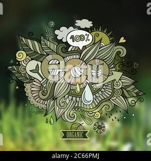 Eco mano caratteri e doodles elementi illustrazione Illustrazione Vettoriale