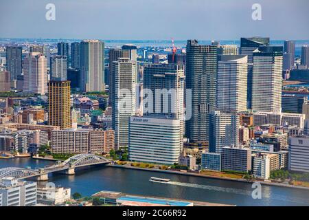 Giappone, Tokyo City, distretto di Kachidoki Foto Stock