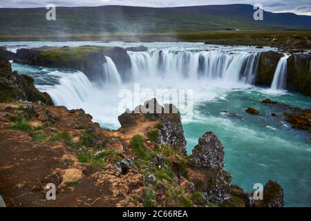 Cascata Godafoss sulla Skjálfandafljót Foto Stock