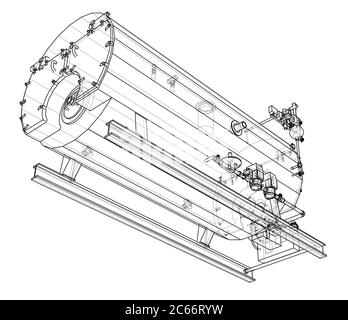 Boiler industriale. Illustrazione 3D Foto Stock