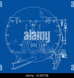 Boiler industriale. Illustrazione 3D Foto Stock