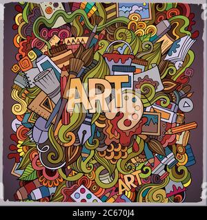 Cartoon cute doodles illustrazione disegnata a mano. Illustrazione Vettoriale