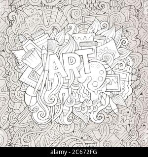 Cartoon cute doodles illustrazione disegnata a mano. Illustrazione Vettoriale