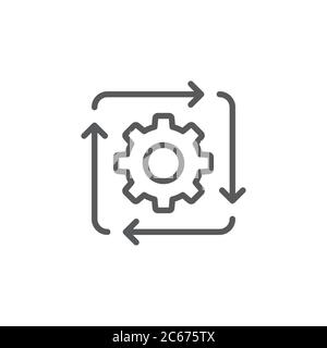 Simbolo dell'icona del vettore del flusso di lavoro isolato su sfondo bianco Illustrazione Vettoriale