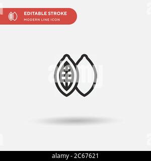 Icona vettore semplice di cacao Bean. Modello di disegno simbolo illustrazione per elemento UI mobile Web. Pittogramma moderno a colori perfetto su tratto modificabile. Icone di cacao Bean per il vostro progetto di affari Illustrazione Vettoriale