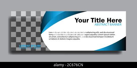 Banner Web blu di dimensioni standard in vendita con un posto per le foto. Vettore modello di progetto Illustrazione Vettoriale