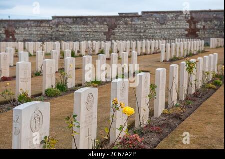 Anzio, Roma Italia: Cimitero del Commonwealth di guerra, commemorazione del 73° anniversario dello sbarco degli Alleati durante la seconda guerra mondiale. © Andrea Foto Stock