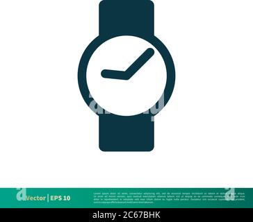Icona di orologio da polso modello di logo vettoriale disegno di illustrazione. EPS vettoriale modificabile 10. Illustrazione Vettoriale