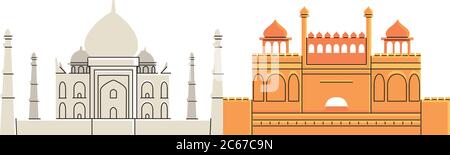 templi e monumenti famosi di disegno di illustrazione vettoriale india Illustrazione Vettoriale