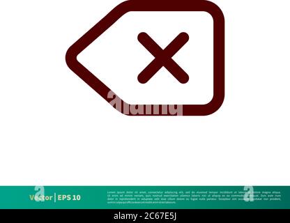 Backspace, Rimuovi, Elimina icona pulsante modello logo vettore disegno di illustrazione. EPS vettoriale modificabile 10. Illustrazione Vettoriale