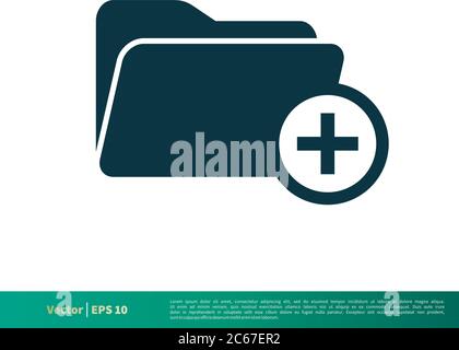 Aggiungi, Nuova icona cartella modello logo vettoriale disegno di illustrazione. EPS vettoriale modificabile 10. Illustrazione Vettoriale
