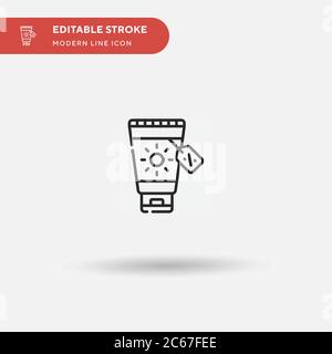 Icona vettore semplice di Sun Protection. Modello di disegno simbolo illustrazione per elemento UI mobile Web. Pittogramma moderno a colori perfetto su tratto modificabile. Icone di protezione Sun per il vostro progetto aziendale Illustrazione Vettoriale