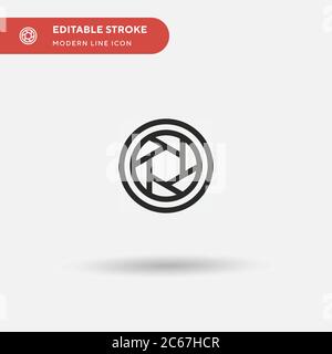 Icona vettore semplice otturatore. Modello di disegno simbolo illustrazione per elemento UI mobile Web. Pittogramma moderno a colori perfetto su tratto modificabile. Icone di otturatore per il progetto aziendale Illustrazione Vettoriale