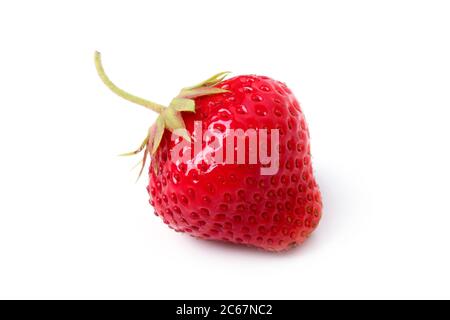 Ripe rosso Fragole isolato su sfondo bianco Foto Stock