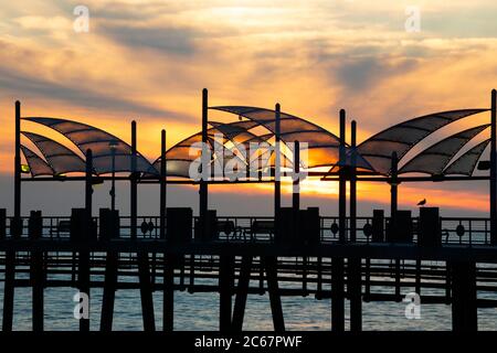 Redondo Beach Pier al tramonto, Redondo Beach, California, USA Foto Stock