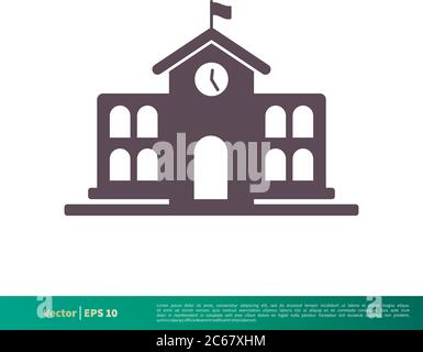 Icona di costruzione della scuola modello di logo vettoriale disegno di illustrazione. EPS vettoriale modificabile 10. Illustrazione Vettoriale