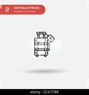 Icona semplice vettore in maiuscolo. Modello di disegno simbolo illustrazione per elemento UI mobile Web. Pittogramma moderno a colori perfetto su tratto modificabile. Icone valigie per il vostro progetto aziendale Illustrazione Vettoriale