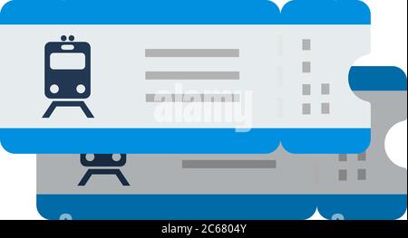 Biglietti del treno vettore piano isolato su bianco Illustrazione Vettoriale