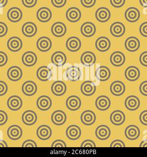 Sfondo astratto mosaico senza giunture di cerchi concentrici disposti diagonali su sfondo dorato. Sfondo vettoriale dal design retrò. Illustrazione Vettoriale