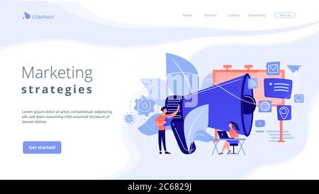 Landing page del concetto di marketing. Illustrazione Vettoriale