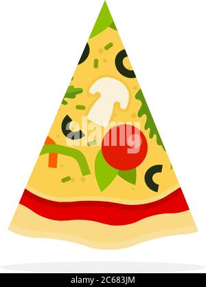 Fetta triangolare di italiano Pizza flat icona vettore isolato Illustrazione Vettoriale