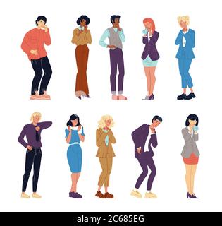 I caratteri delle persone malate hanno sintomi di virus impostati Illustrazione Vettoriale