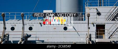 SS Red Oak Victory, nave militare della seconda guerra mondiale in fase di restauro, Point Richmond, California, USA Foto Stock