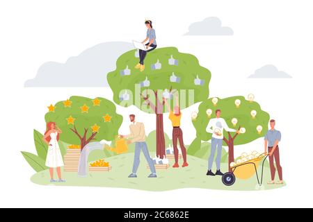 Processo di raccolta dei simboli dei social media Illustrazione Vettoriale