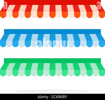 Tetti di rosso blu e verde di tende vettore piano isolato Illustrazione Vettoriale