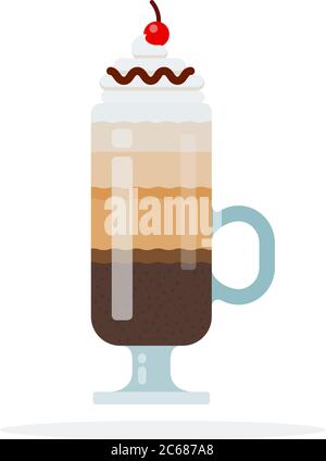 Caffè irlandese con vettore di ciliegia piatto isolato Illustrazione Vettoriale