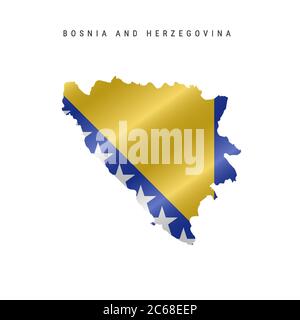 Mappa dettagliata della bandiera a forma di onda della Bosnia Erzegovina. Mappa vettoriale con flag mascherato. Illustrazione Vettoriale