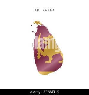 Mappa dettagliata della bandiera a forma d'onda dello Sri Lanka. Mappa vettoriale con flag mascherato. Illustrazione Vettoriale