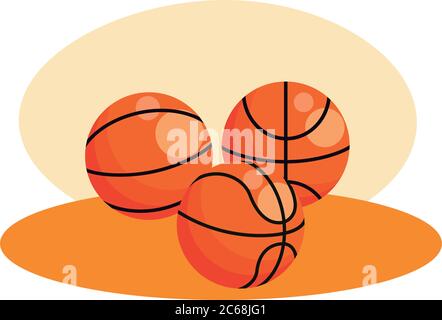 palloncini da basket sport icone isolate disegno vettoriale illustrazione Illustrazione Vettoriale