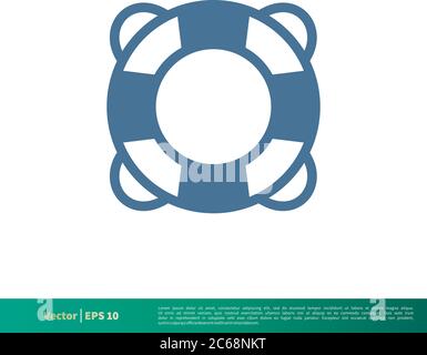 Lifebuoy - disegno grafico di modello di logo vettoriale di icone nautiche. EPS vettoriale modificabile 10. Illustrazione Vettoriale