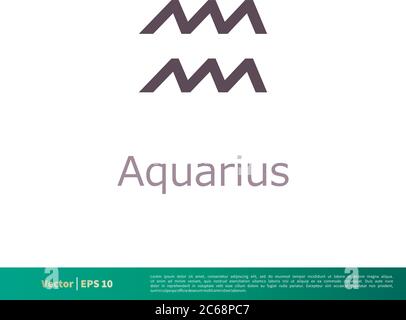 Aquarius - icona segno zodiaco modello Logo vettoriale Illustrazione disegno. EPS vettoriale modificabile 10. Illustrazione Vettoriale