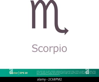 Scorpio - icona del segno zodiaco modello di Logo vettoriale disegno di illustrazione. EPS vettoriale modificabile 10. Illustrazione Vettoriale
