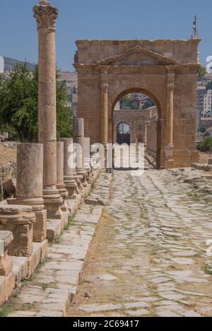 Asia, Medio Oriente, Giordania, Jerash Archeological City, Nord Tetrapononia Foto Stock