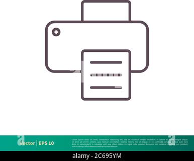 Icona della stampante modello logo vettoriale Illustrazione disegno. EPS vettoriale modificabile 10. Illustrazione Vettoriale