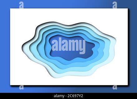 Buca blu, buca, puddle, acqua su neve bianca, isolato su sfondo bianco. Illustrazione vettoriale Illustrazione Vettoriale