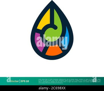 Disegno di illustrazione di modello di logo vettoriale di icona ornamentale di goccia d'acqua. EPS vettoriale modificabile 10. Illustrazione Vettoriale